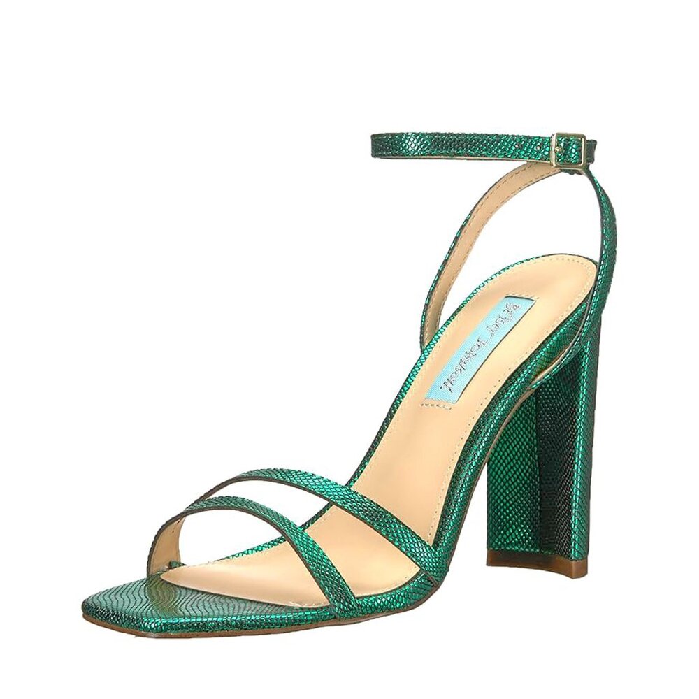 Betsey Johnson Mady Metallic Textured Strappy Heeled Sandals RUNS SMALL